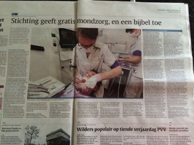 Artikel over Stichting Mondzorg in het Nederlands Dagblad
